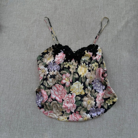 Victoria's Secret Tops - Vintage Victorias Secret Gold Label Floral Lace Beaded Camisole Top Small Black